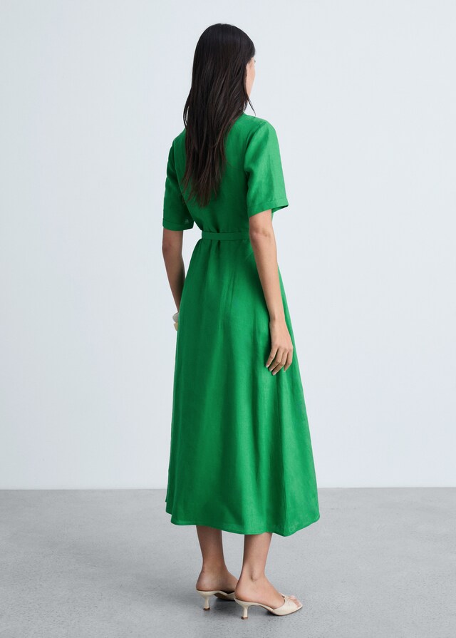 Mango Vestido lino cinturón Ofertas