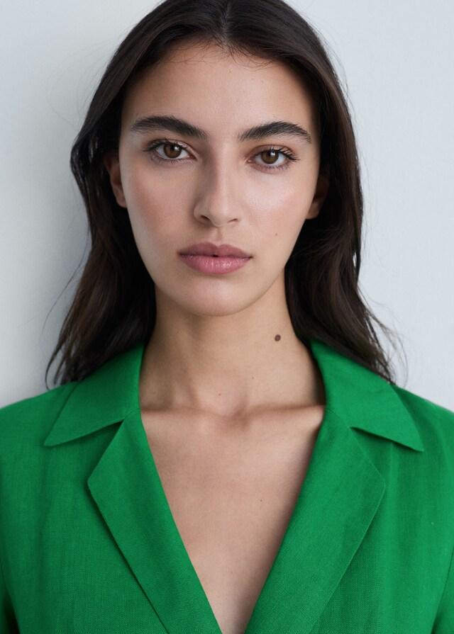 Mango Vestido lino cinturón Ofertas
