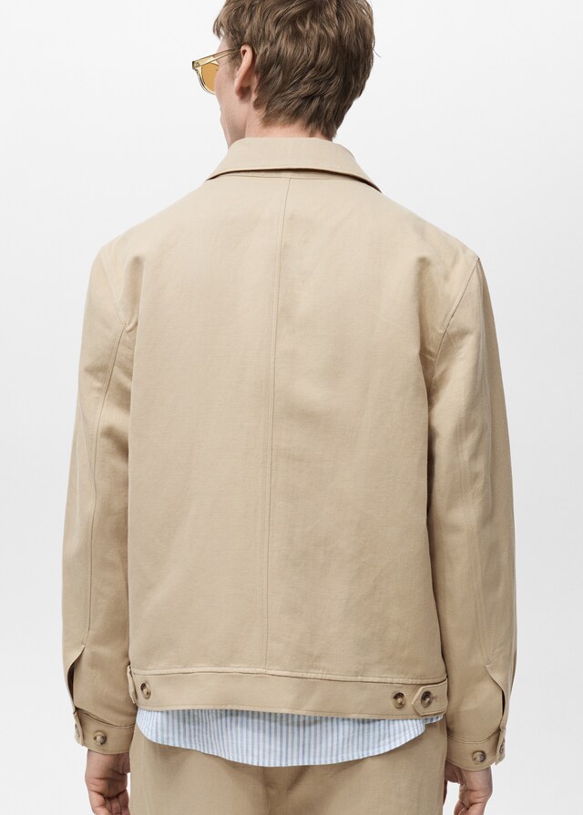 Mango Chaqueta algodón lino bolsillos Oferta especial