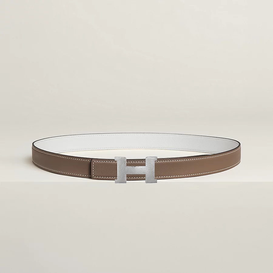 Hermès Hebilla de cinturón Mini Constance Martelée & Piel de cinturón reversible 24 mm