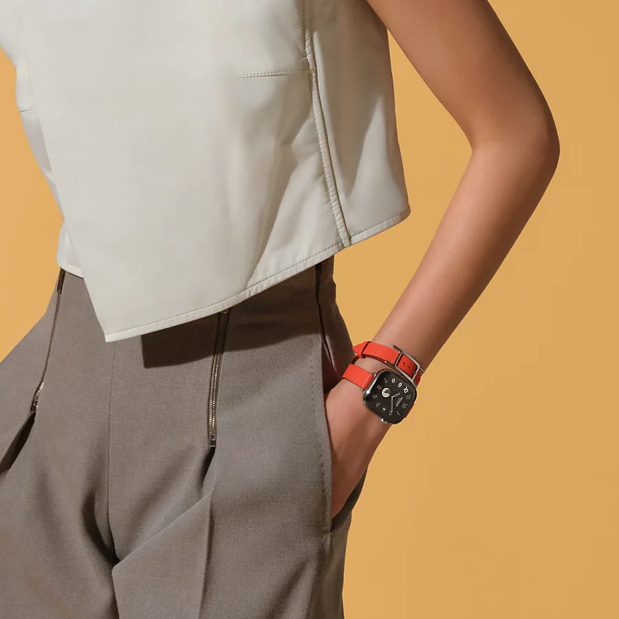Hermès Caja Series 10 & Correa Apple Watch Hermès Double Tour 42 mm Hapi Attelage ÚLTIMAS EDICIONES
