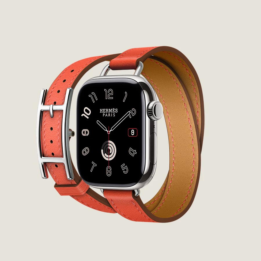 Hermès Caja Series 10 & Correa Apple Watch Hermès Double Tour 42 mm Hapi Attelage ÚLTIMAS EDICIONES