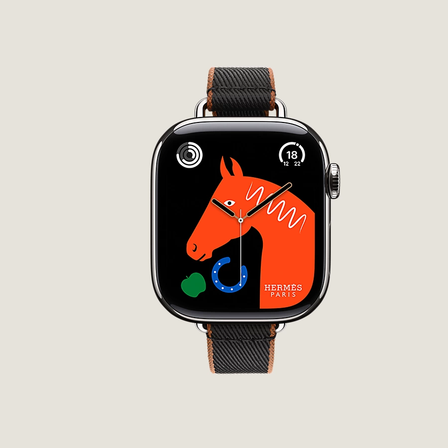 Hermès Caja Series 10 & Correa Apple Watch Hermès Single Tour 42 mm Twill Jump Attelage Promoción por tiempo limitado