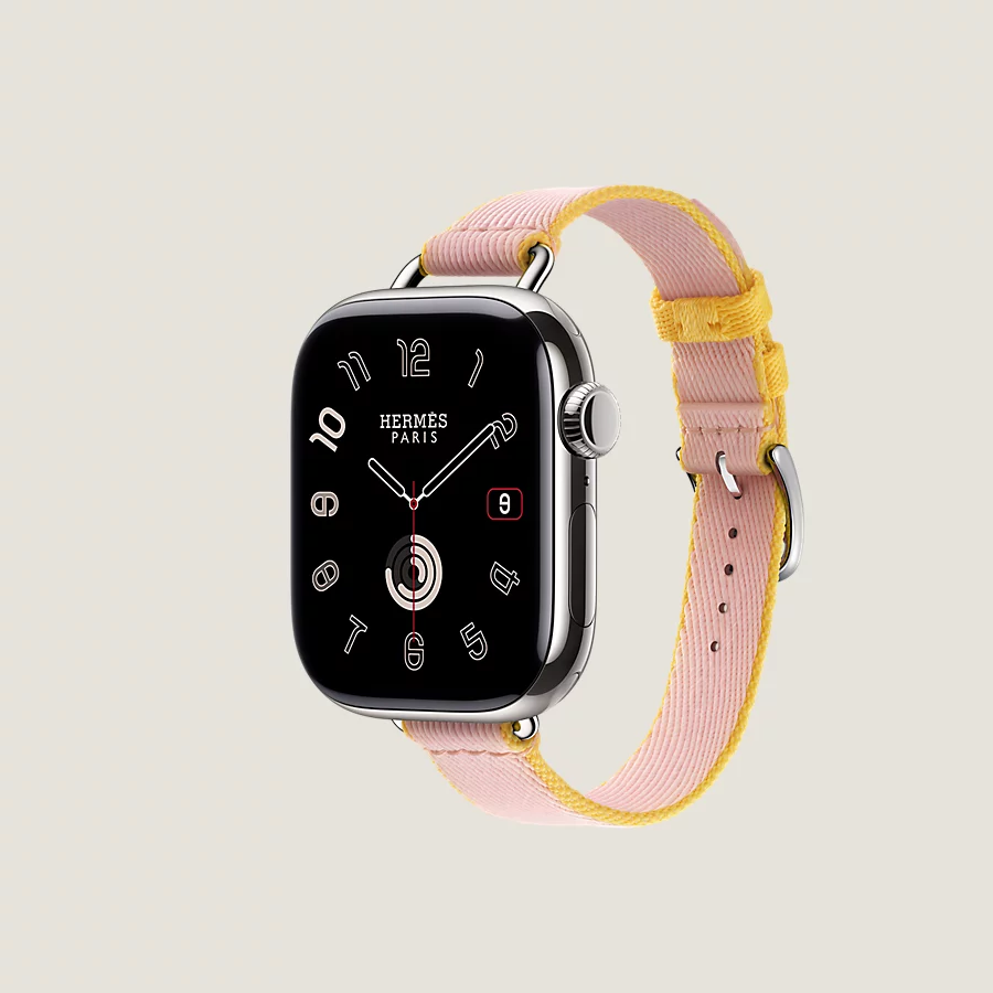 Hermès Caja Series 10 & Correa Apple Watch Hermès Single Tour 42 mm Twill Jump Attelage Descuentos del mes