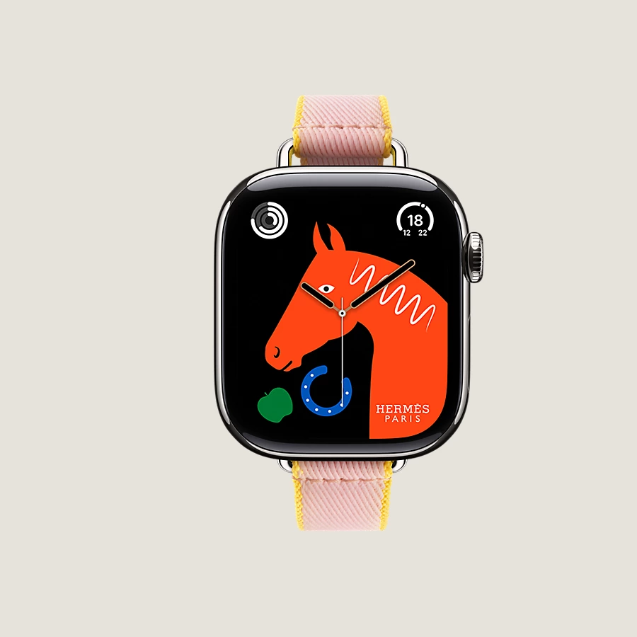 Hermès Caja Series 10 & Correa Apple Watch Hermès Single Tour 42 mm Twill Jump Attelage Descuentos del mes
