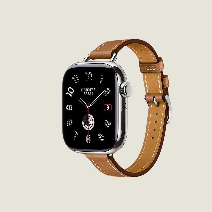 Hermès Caja Series 10 & Correa Apple Watch Hermès Single Tour 42 mm Attelage Última moda