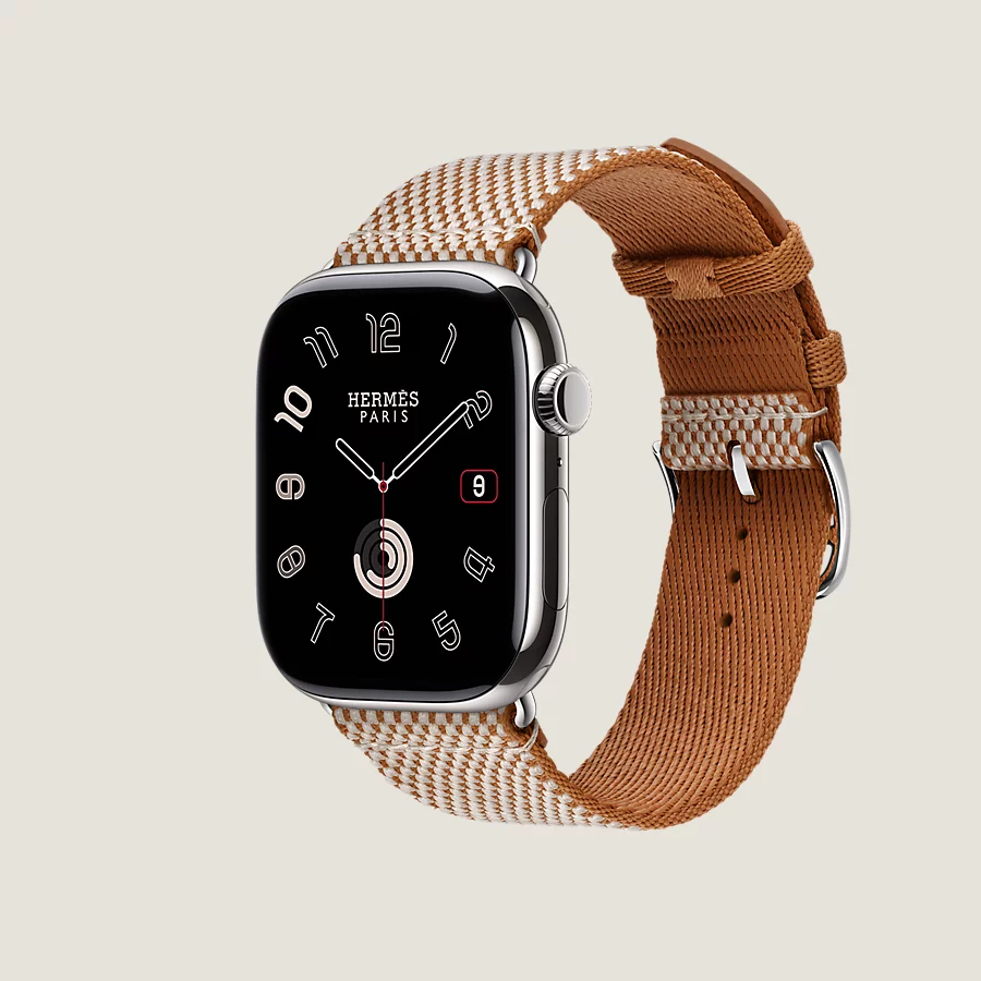 Hermès Caja Series 10 & Correa Apple Watch Hermès Single Tour 46 mm Toile H Outlet