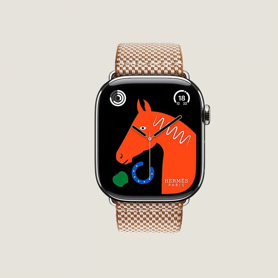 Hermès Caja Series 10 & Correa Apple Watch Hermès Single Tour 46 mm Toile H Outlet