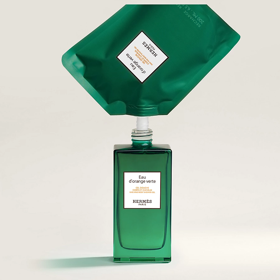 Hermès Eau d'orange verte Recarga de gel de ducha para cuerpo y cabello - 200 ml Promoción por tiempo limitado