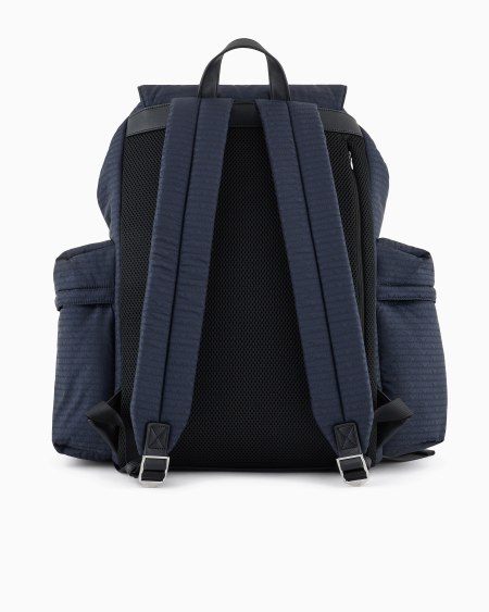 Armani Mochila de tejido jacquard de nailon con inscripción integral de logotipo EA Liquidación