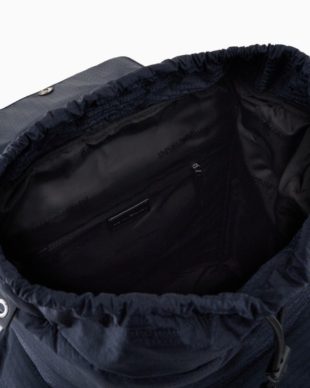 Armani Mochila de tejido jacquard de nailon con inscripción integral de logotipo EA Liquidación