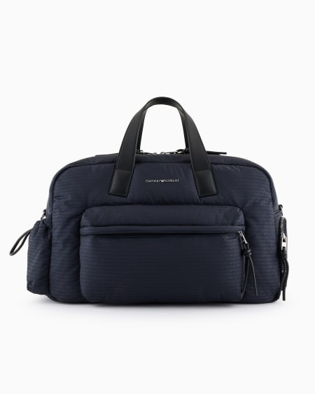 Armani Bolsa de nailon con inscripción integral del logotipo en tejido jacquard
