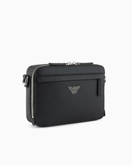 Armani Minifunda para cámara de piel saffiano regenerada con placa de águila ASV Rebajas top