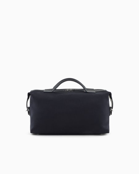 Armani Bolso baúl de lona con logotipo bordado y bandolera Oferta especial