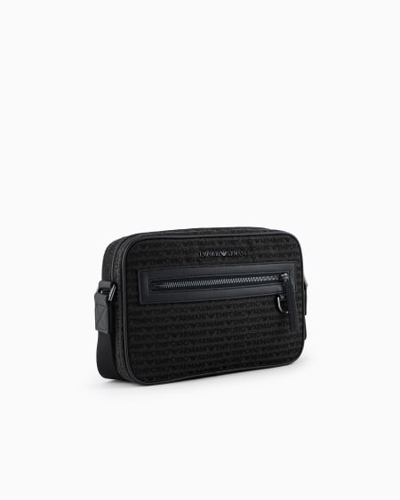 Armani Bolso bandolera de tejido jacquard con inscripción por toda la superficie Promoción por tiempo limitado