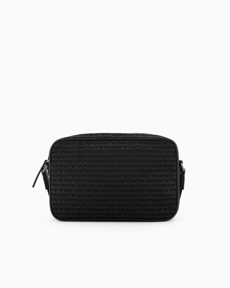 Armani Bolso bandolera de tejido jacquard con inscripción por toda la superficie Promoción por tiempo limitado