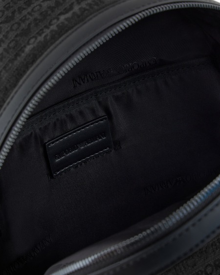 Armani Mochila de tejido jacquard con inscripción integral Oferta especial de fábrica