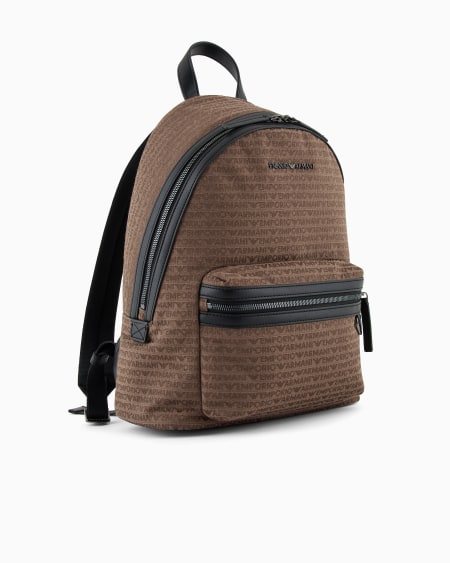 Armani Mochila de tejido jacquard con inscripción integral Superdescuento