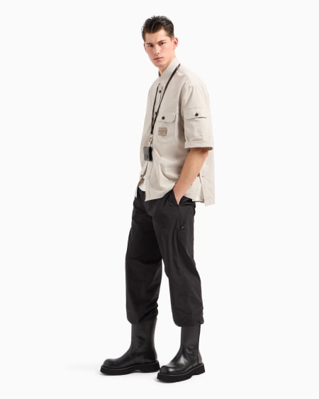 Armani Camisa de tejido técnico con bolsillos de parche y parche con logotipo Ofertas especiales