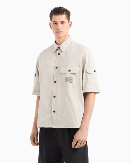 Armani Camisa de tejido técnico con bolsillos de parche y parche con logotipo Ofertas especiales
