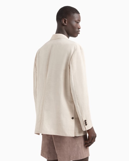 Armani Blazer de abotonadura doble en mezcla de lino Devoluciones gratuitas