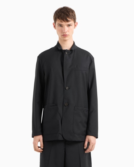 Armani Chaqueta de abotonadura sencilla en lana fría superligera Outlet online