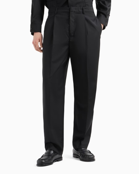 Armani Pantalones con pinzas en lana fría superligera Rebajas