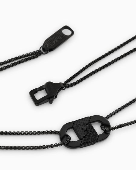 Armani Collar con placa y cristales negros Ofertas