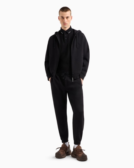 Armani Sudadera con capucha y cremallera de punto doble con logotipo de águila grabado Tienda