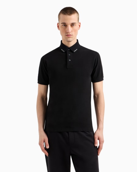 Armani Polo de punto con logotipo en el cuello Liquidación