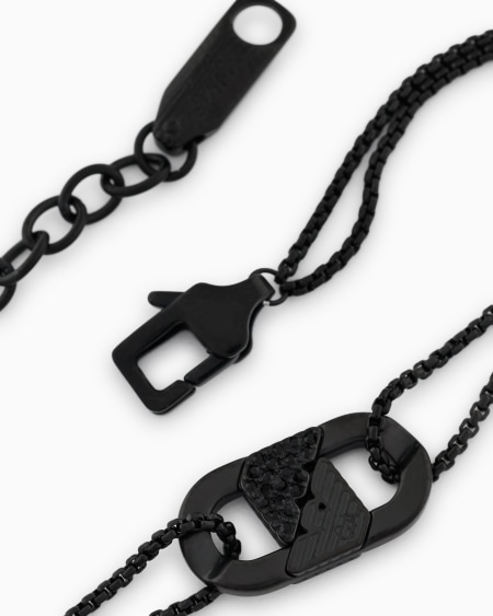 Armani Pulsera con placa y cristales negros Mejor oferta