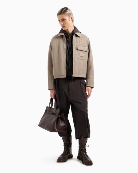 Armani Cazadora de nailon con pechera interior e inscripción integral en tejido jacquard Rebajas top