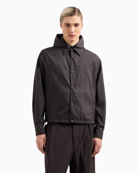 Armani Cazadora de nailon con pechera interior e inscripción integral en tejido jacquard Rebajas top