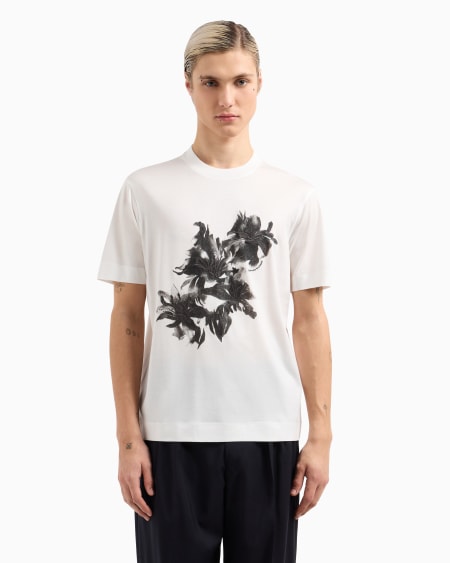 Armani Camiseta en punto de mezcla de lyocell con estampado y bordado floral ASV COMPRAR AHORA