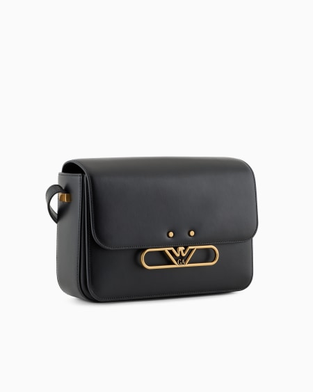 Armani Bolso de hombro de piel lisa con logotipo de águila de metal Solo queda un día