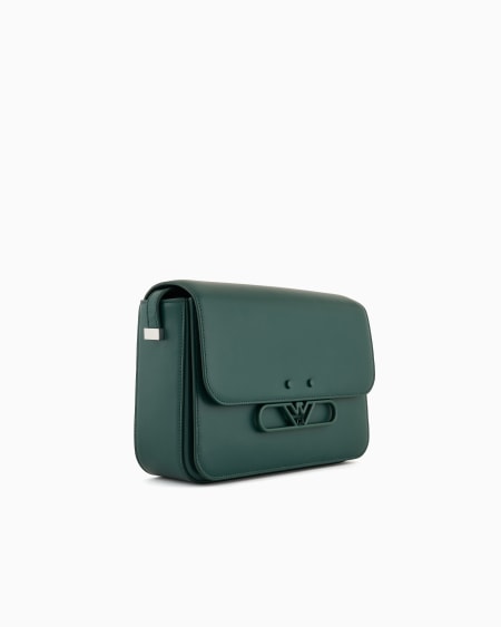 Armani Bolso de hombro de piel lisa con logotipo de águila de metal Superdescuento