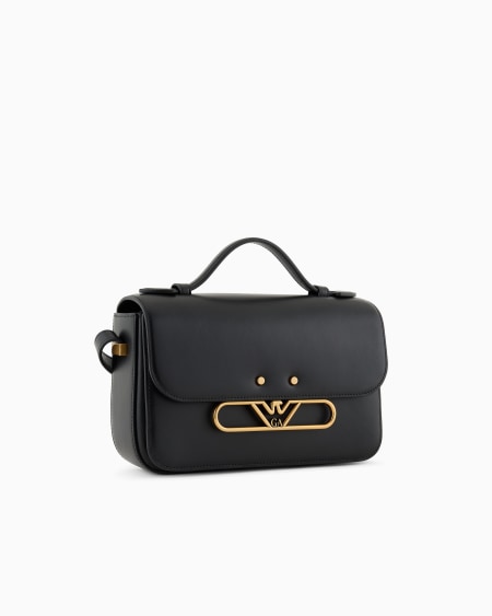 Armani Bolso bandolera de piel lisa con logotipo de águila de metal Envío internacional gratuito