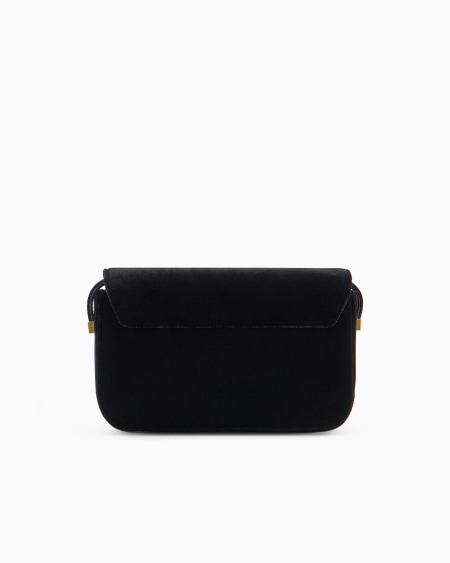 Armani Bolso bandolera de terciopelo con logotipo de águila de metal Tienda de fábrica