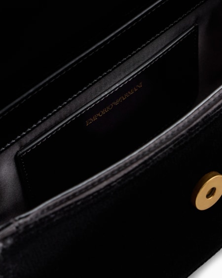 Armani Bolso bandolera de terciopelo con logotipo de águila de metal Tienda de fábrica