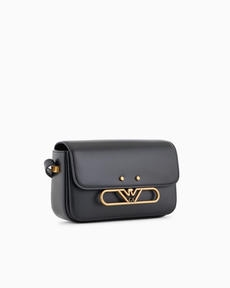 Armani Bolso bandolera de piel lisa con logotipo de águila de metal Ahorra y exporta