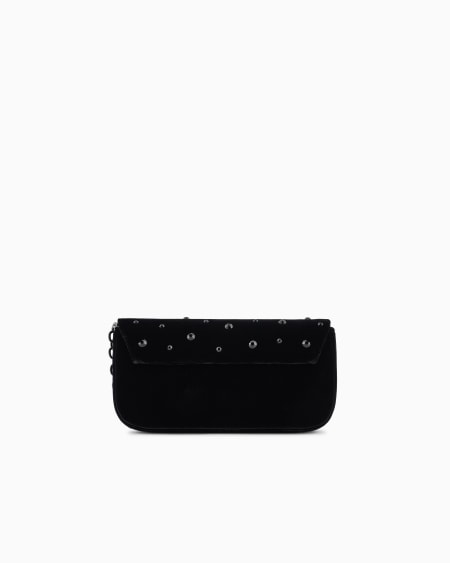 Armani Minibolso bandolera de terciopelo con strass y logotipo de águila de metal Libre de impuestos