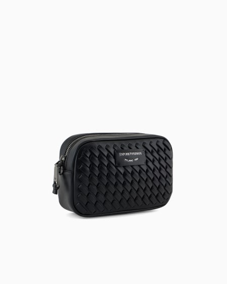 Armani Funda para cámara de piel trenzada con bandolera de cadena Última moda
