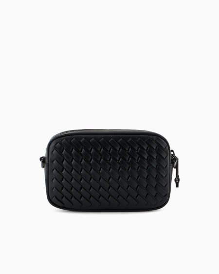 Armani Funda para cámara de piel trenzada con bandolera de cadena Última moda