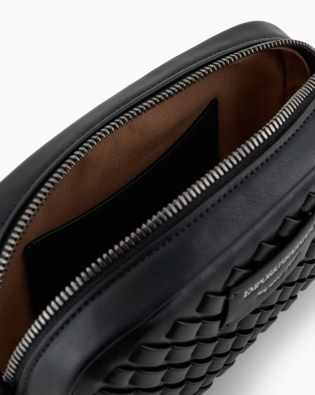 Armani Funda para cámara de piel trenzada con bandolera de cadena Última moda