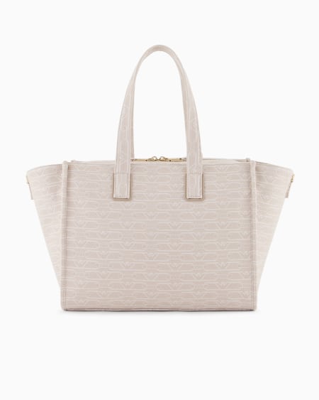 Armani Bolso shopper mediano en lona de tejido jacquard con monograma integral 2025