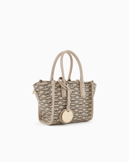 Armani Bolso shopper pequeño con estampado integral de monograma En línea