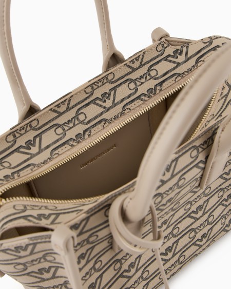 Armani Bolso shopper pequeño con estampado integral de monograma En línea