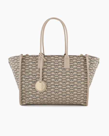 Armani Bolso shopper mediano con estampado integral de monograma