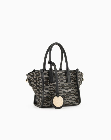 Armani Bolso shopper pequeño con estampado integral de monograma Outlet online
