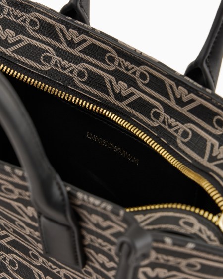 Armani Bolso shopper pequeño con estampado integral de monograma Outlet online